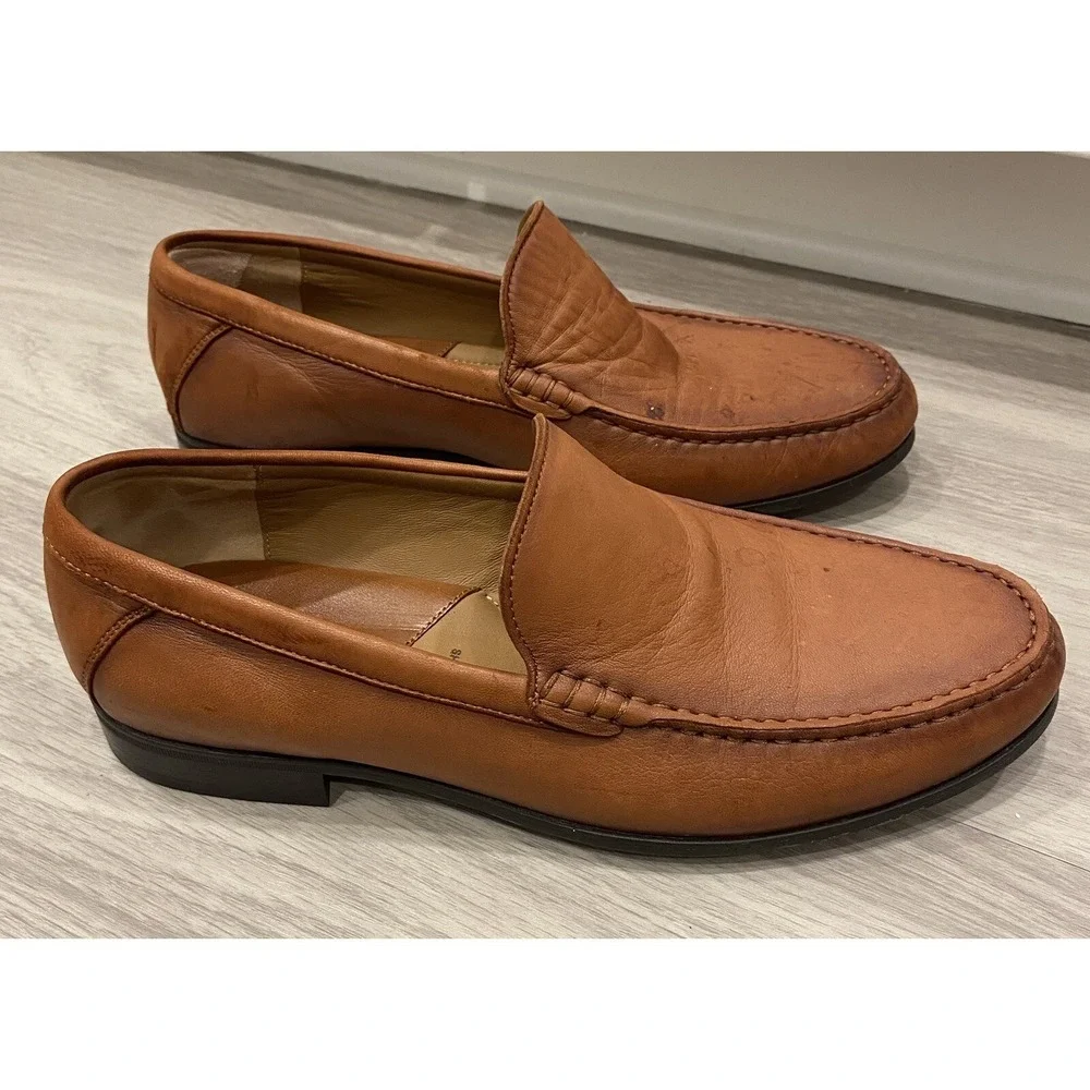 Johnston & Murphy Shoes 10.5 M Loafers Slip On‎ Flats 204470 Brown Sheepskin